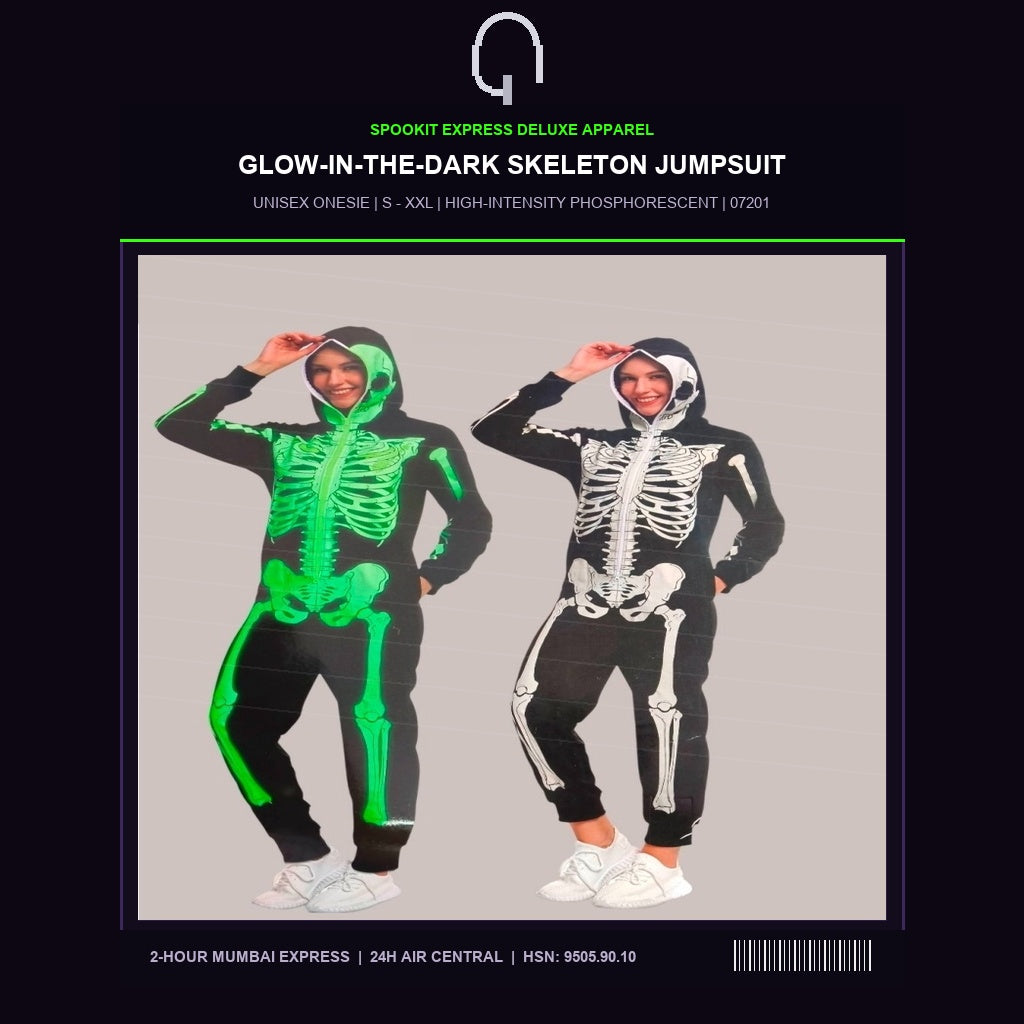 Luminescent Bones Adult Glow Skeleton Deluxe Retail Garment Bag Packaging