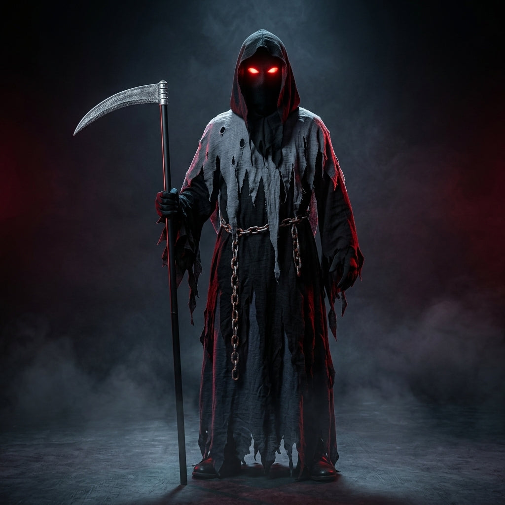Shadow of Death Adult Glowing Eyes Grim Reaper Deluxe Costume Set Hero