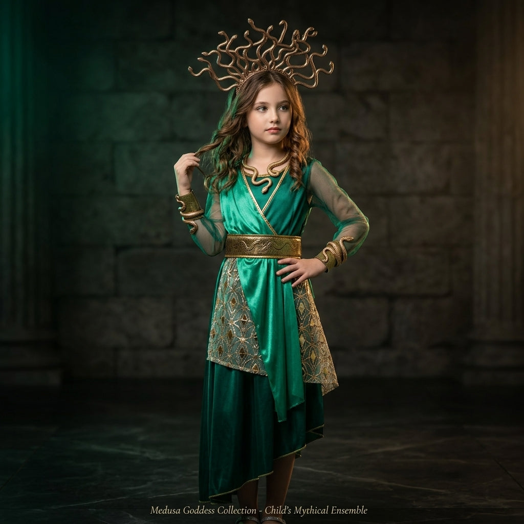 Serpent Queen Kids Mythical Medusa 5-Piece Deluxe Costume Set Hero
