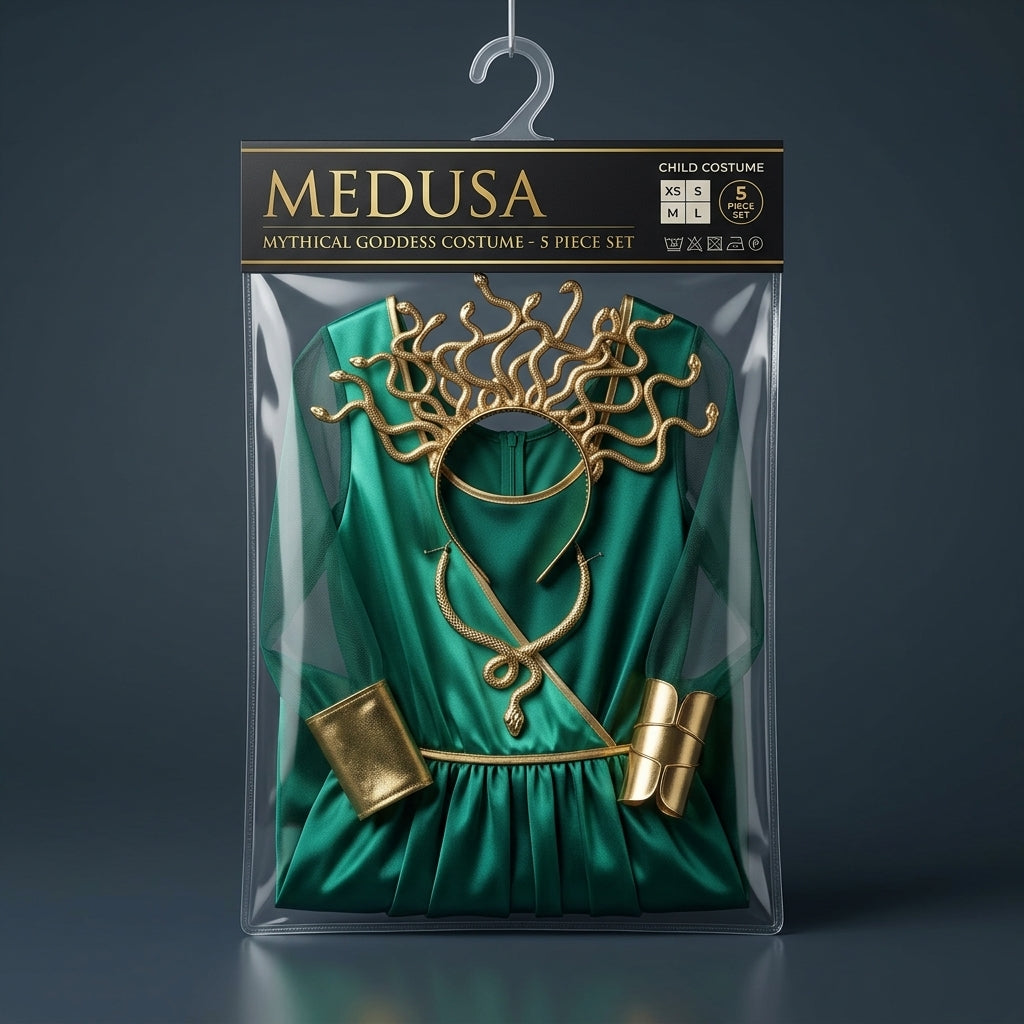 Serpent Queen Kids Medusa Deluxe Retail Garment Bag Packaging
