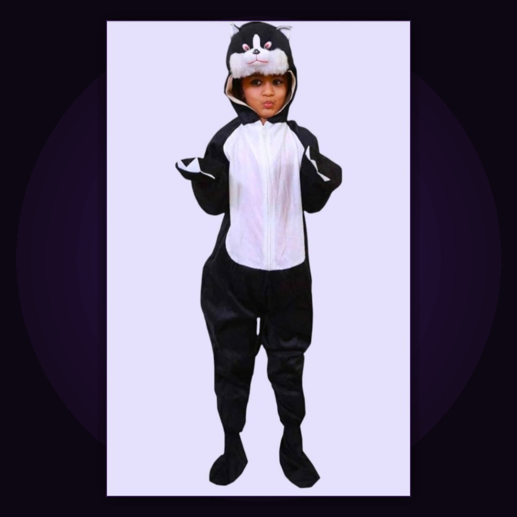 Midnight Paws Kids Plush Black Cat Hooded Jumpsuit Costume Set Hero